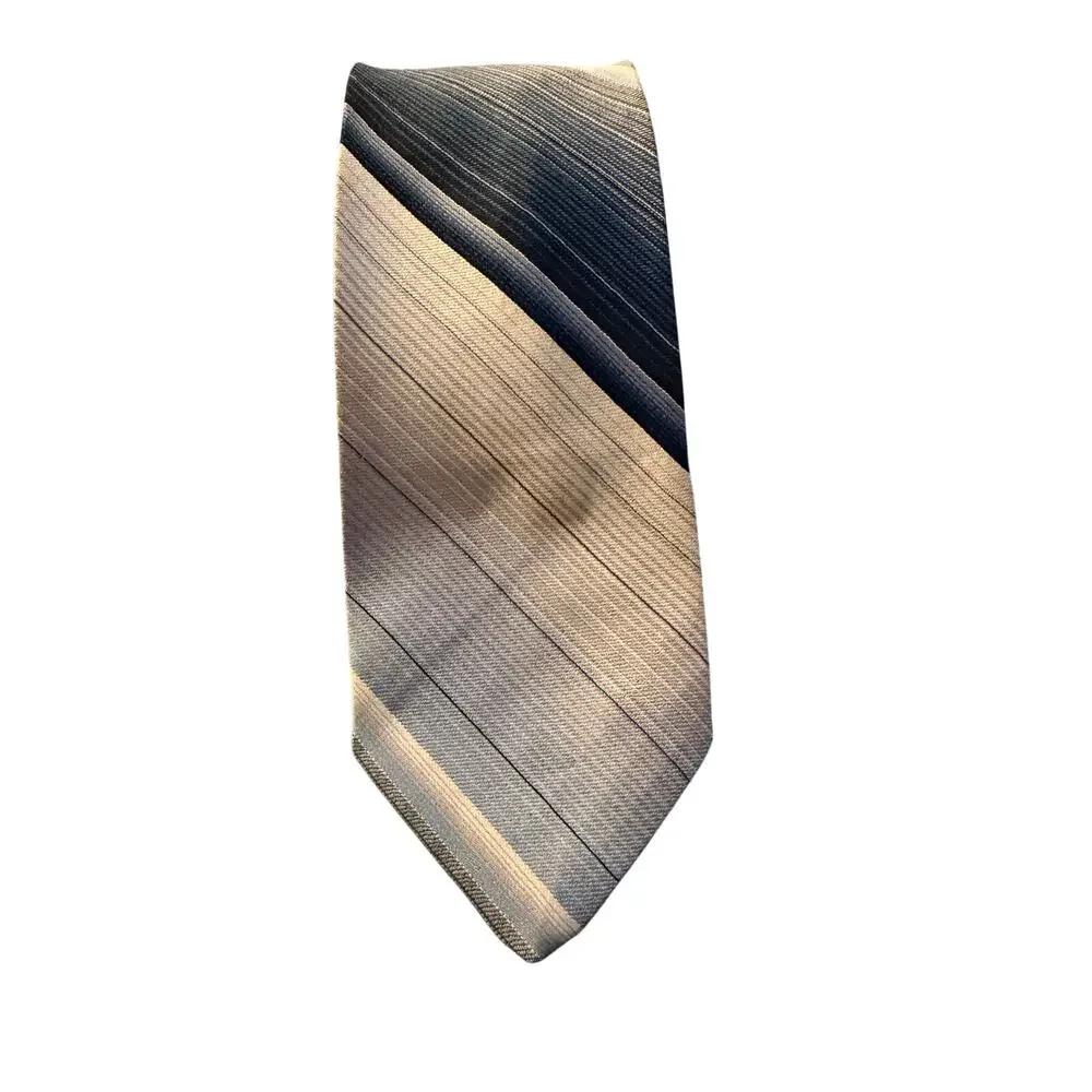 Stallone’s of Nassau Blue Gray Striped Silk Tie Classic‎ Mens Necktie